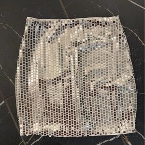 Revolve Superdown Brand Shimmering Silver Mini Skirt